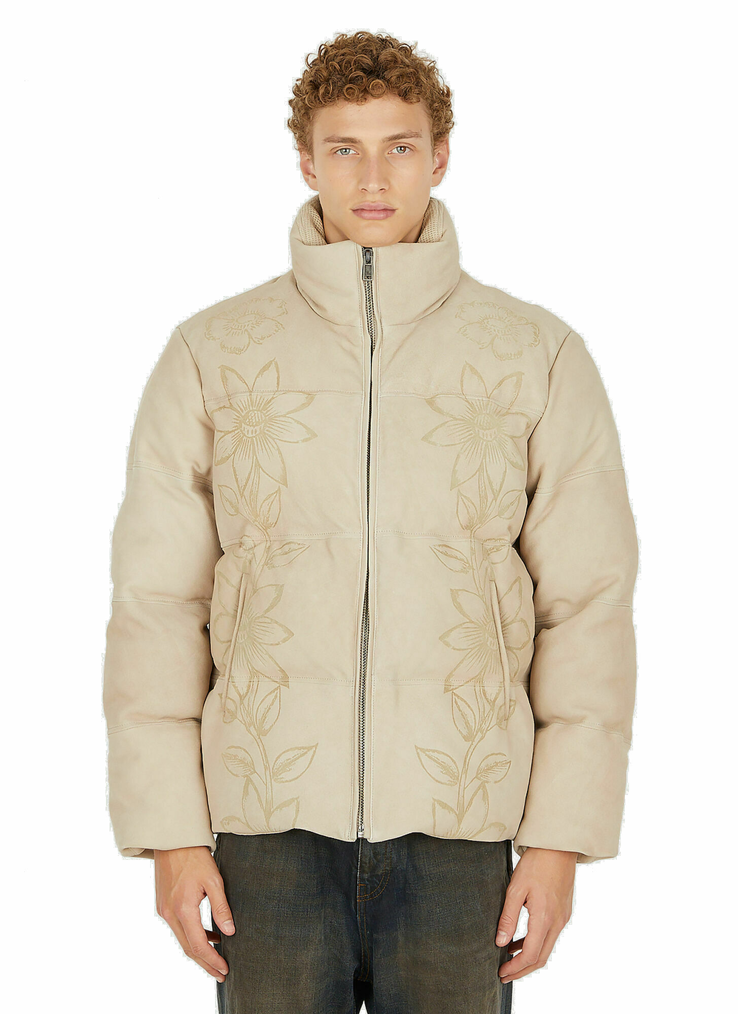 Photo: Floral Puffer Jacket in Beige