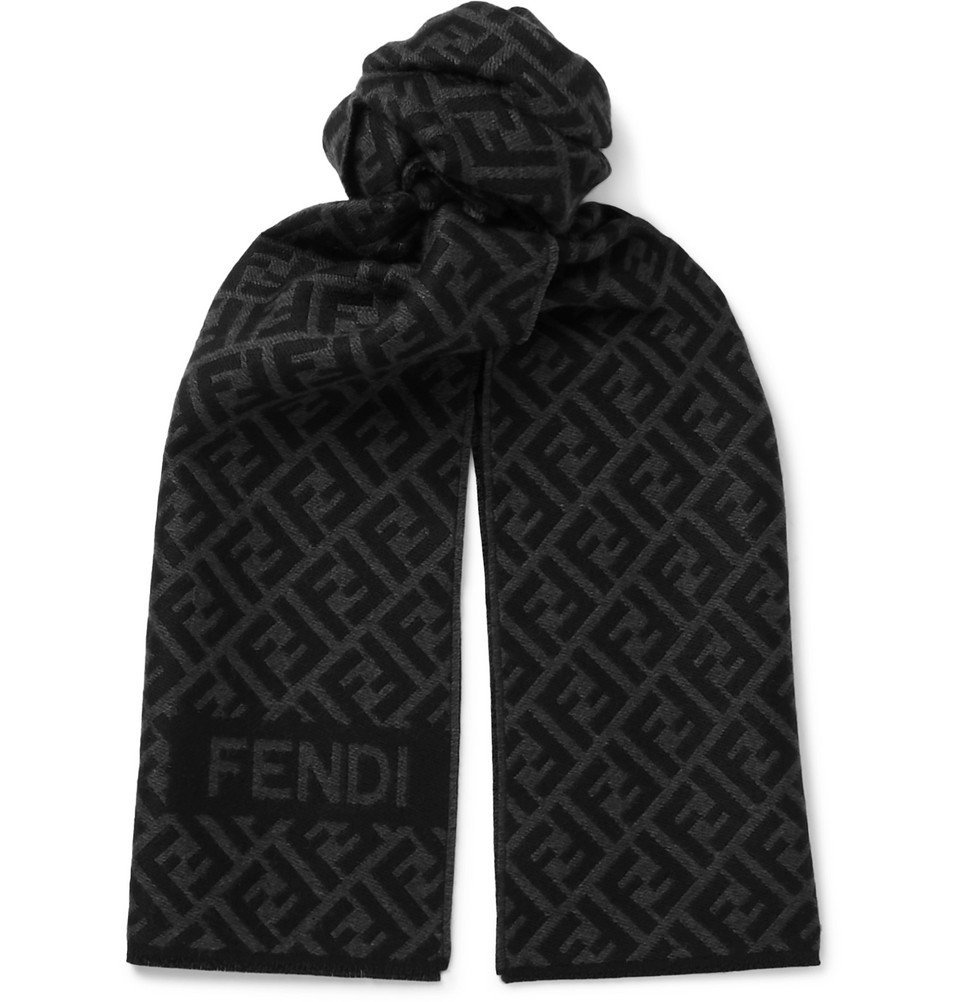 Fendi - Logo-Intarsia Wool Scarf - Gray Fendi