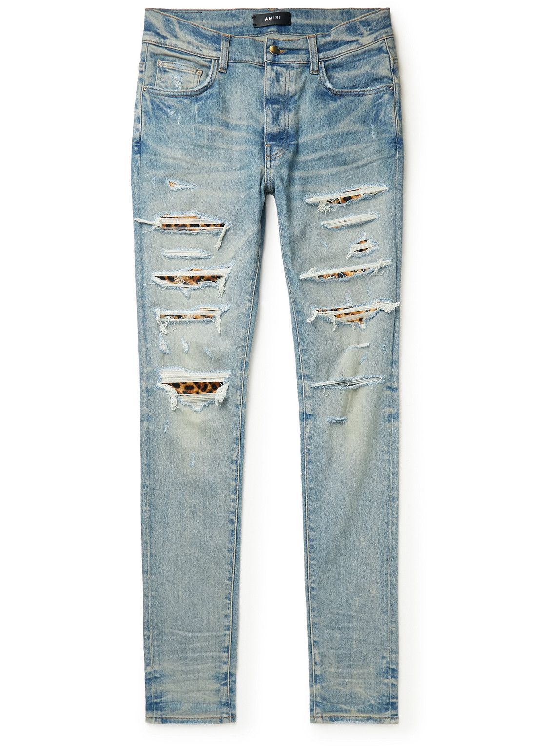 AMIRI - Thrasher Skinny-Fit Distressed Panelled Jeans - Blue Amiri