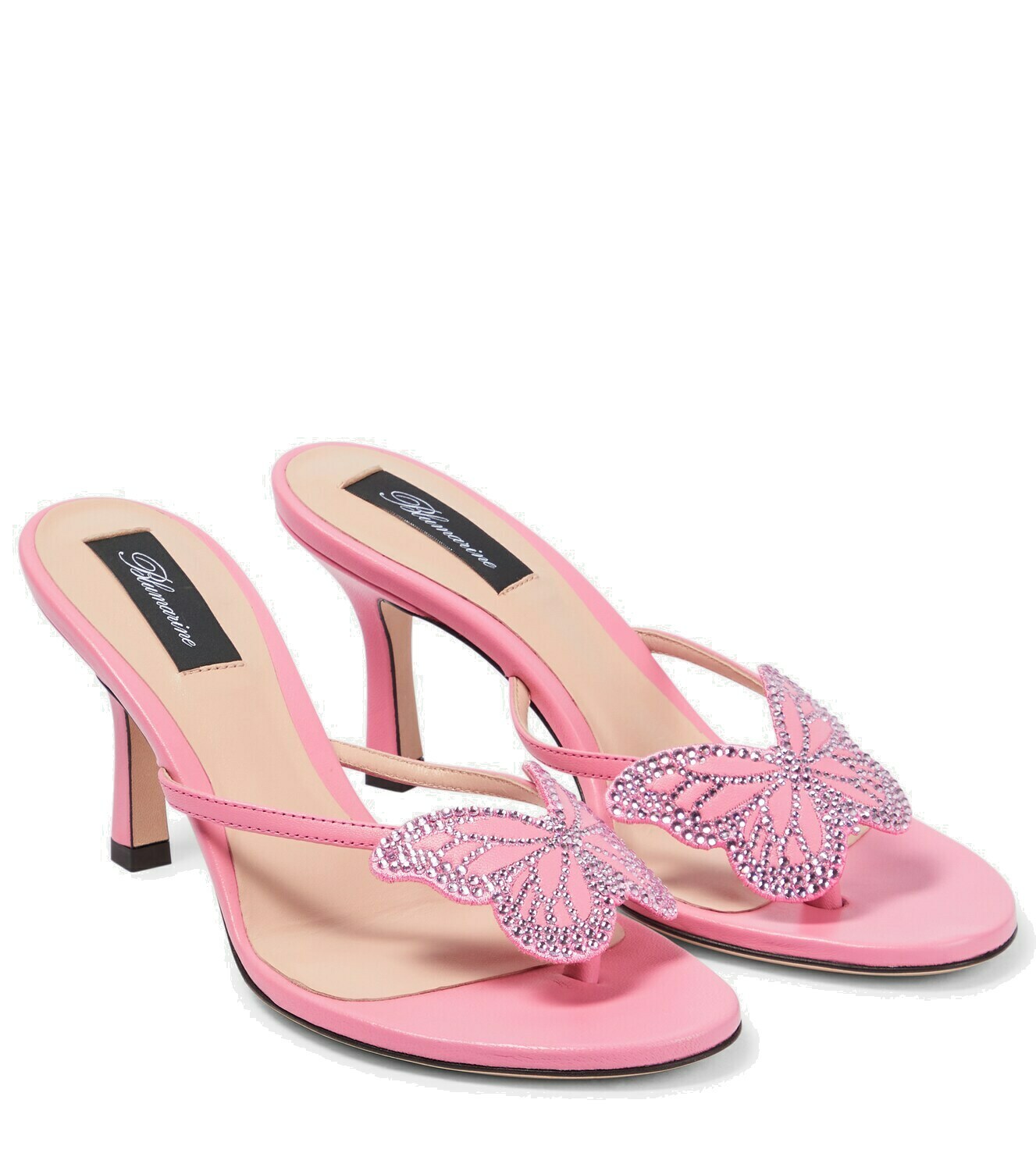 Blumarine - Embellished leather thong sandals Blumarine