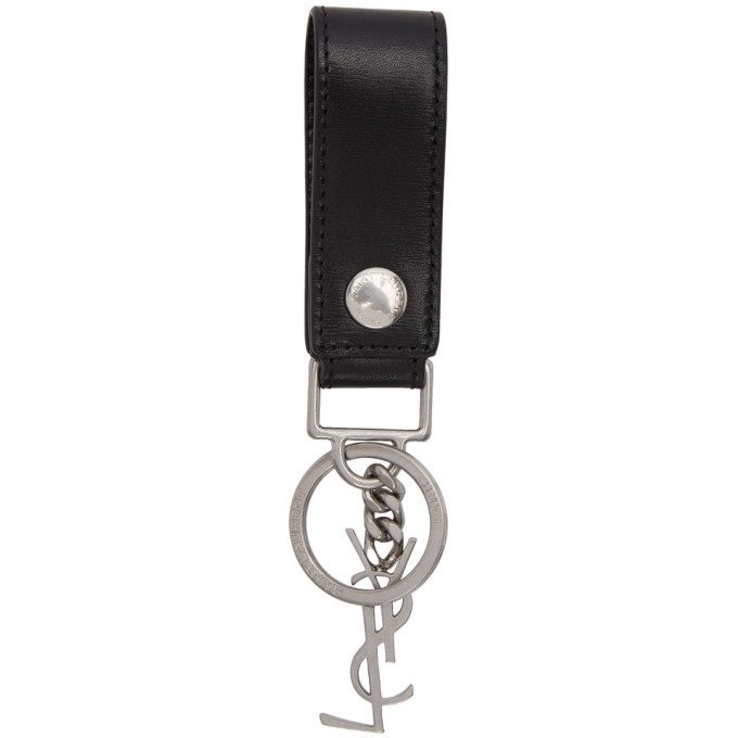 Saint Laurent Black Leather Logo Keychain Saint Laurent