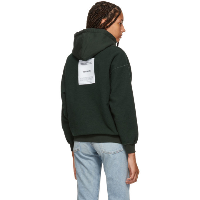 Vetements Green Fitted Inside Out Hoodie Vetements
