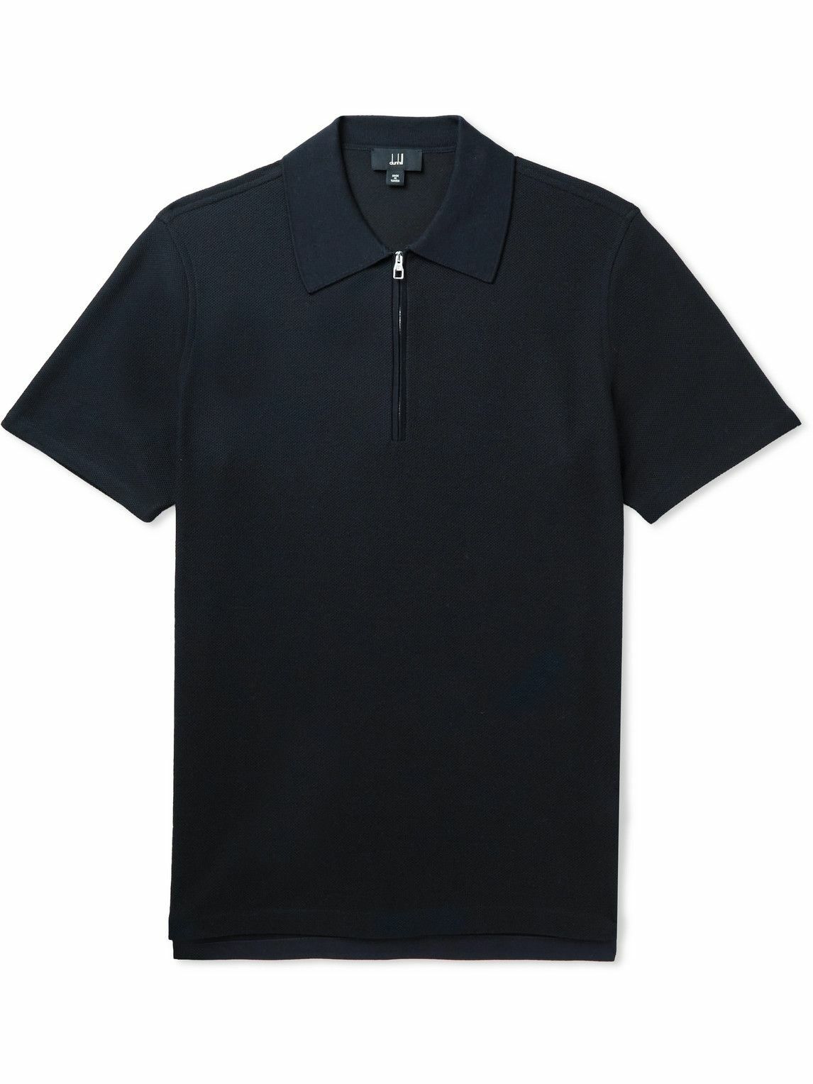 Dunhill - Piqué Half-Zip Polo Shirt - Blue Dunhill