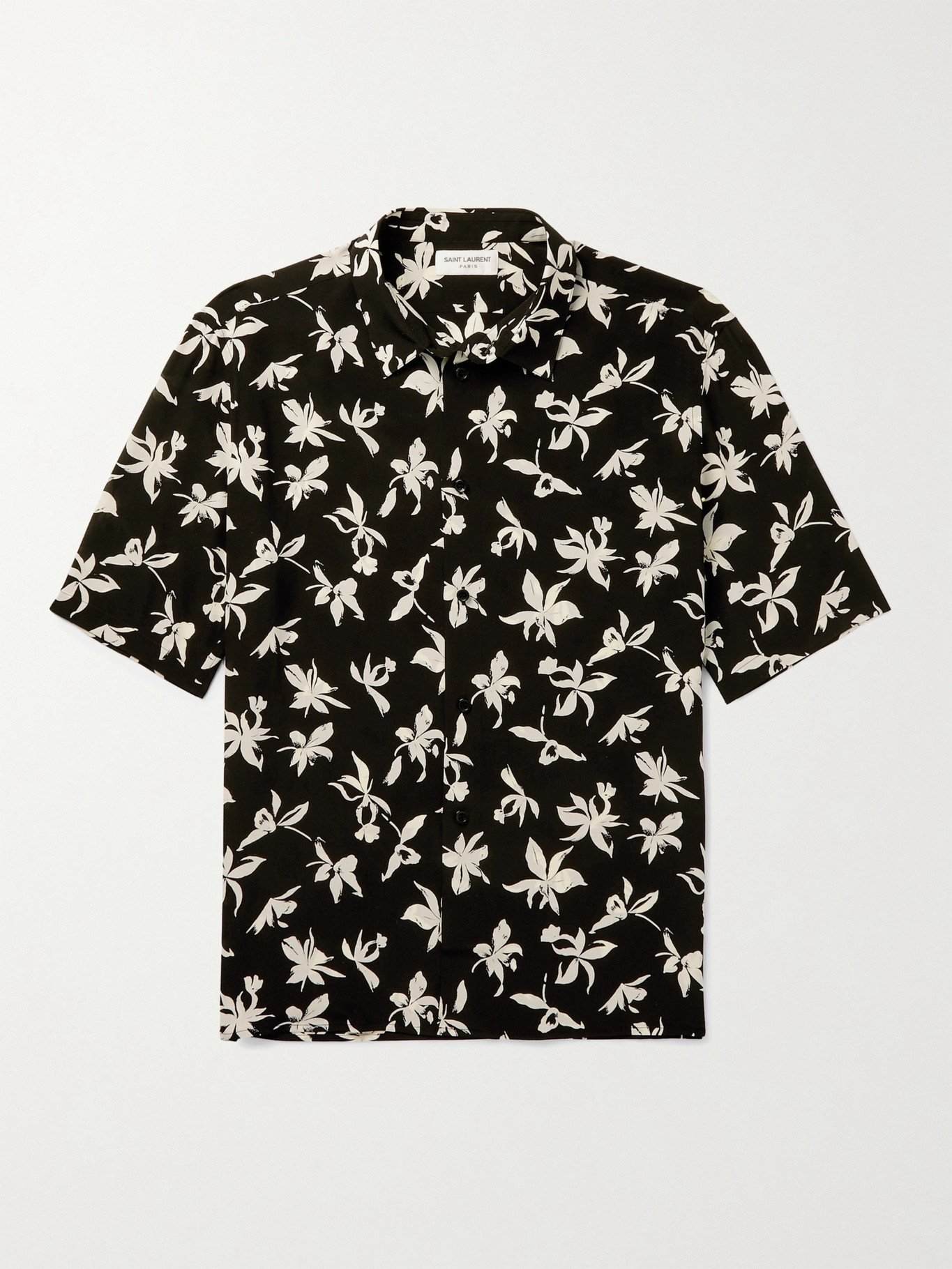 SAINT LAURENT - Printed Silk Shirt - Black Saint Laurent