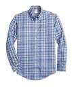 Brooks Brothers Men's Madison Relaxed-Fit Sport Shirt, Non-Iron Signature Tartan | Light Blue