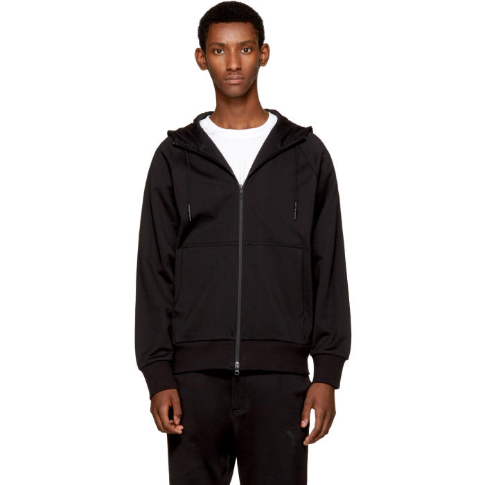 Y-3 Black Classic Logo Zip Hoodie Y-3