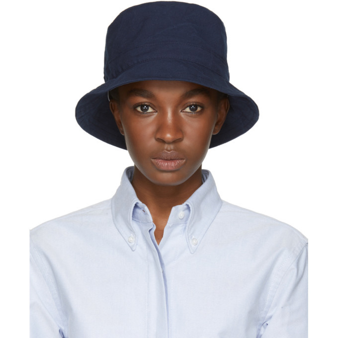 Thom Browne Navy Lined Bucket Hat Thom Browne