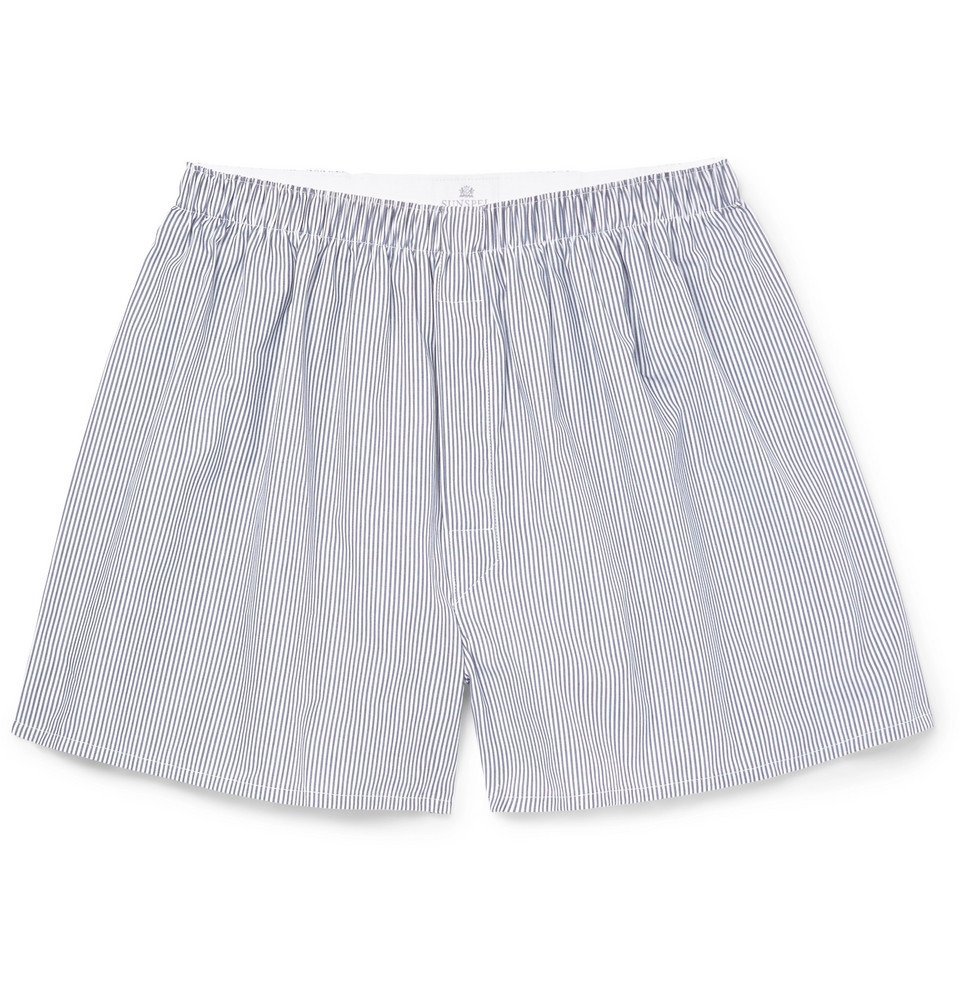 Sunspel - Striped Cotton Boxer Shorts - Men - Blue Sunspel