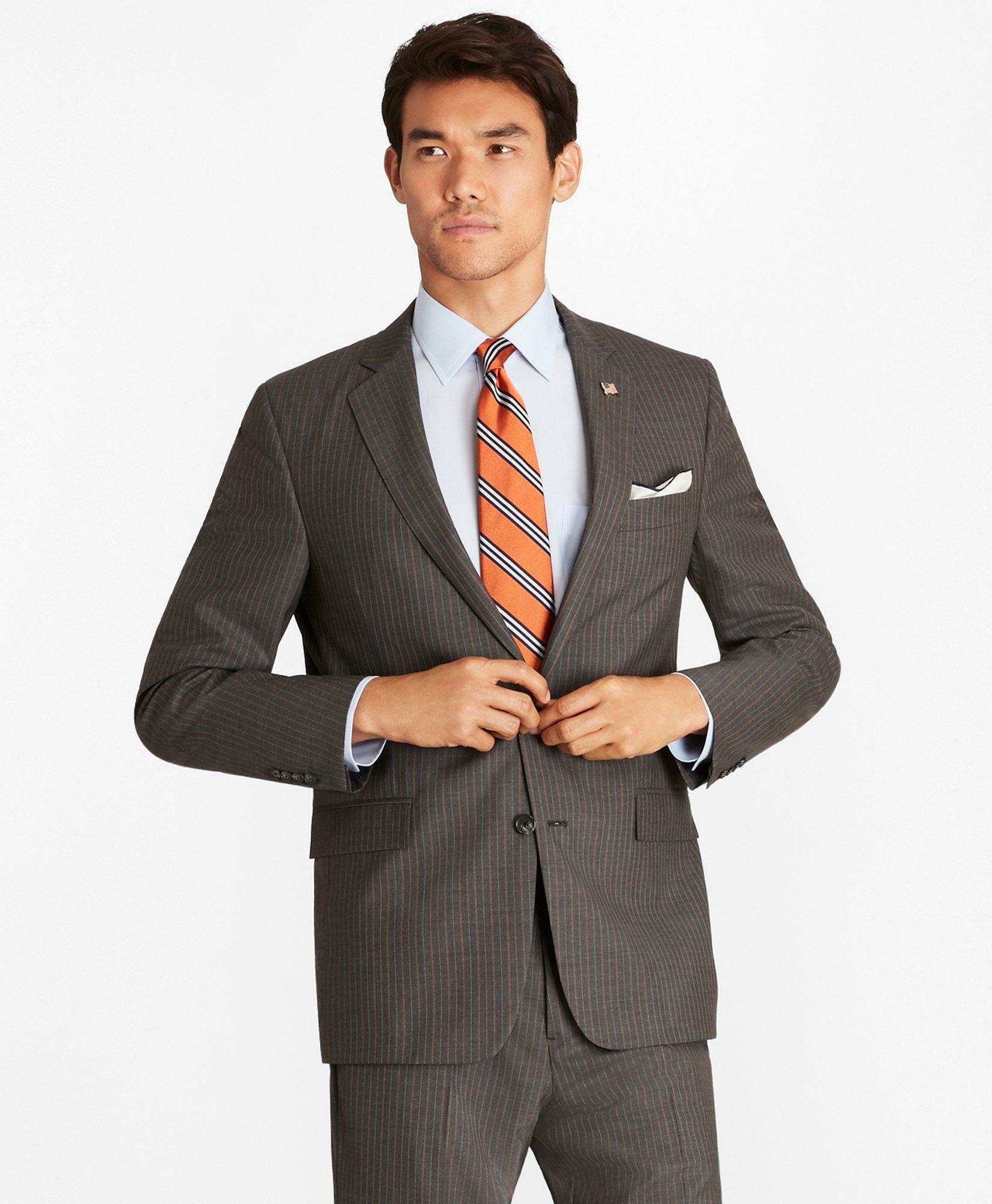 Photo: Brooks Brothers Men's Regent Fit Stripe 1818 Suit | Grey Stripe
