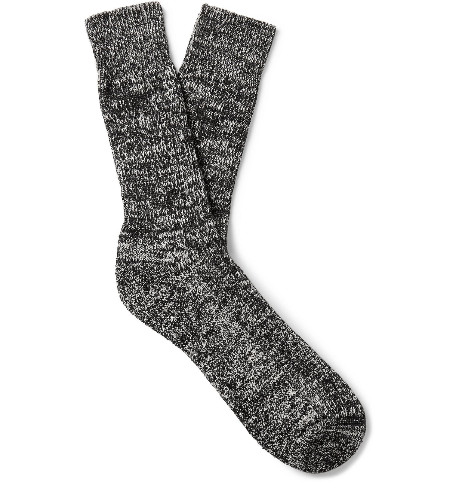 Albam - Mélange Combed Cotton-Blend Socks - Black Albam