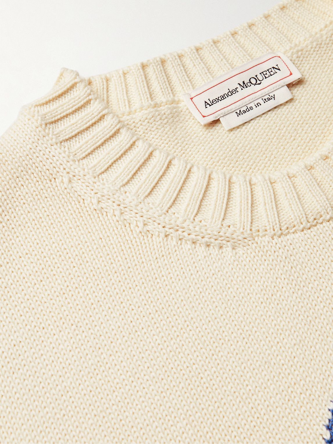 Alexander McQueen - Logo-Jacquard Cotton Sweater - Neutrals Alexander ...
