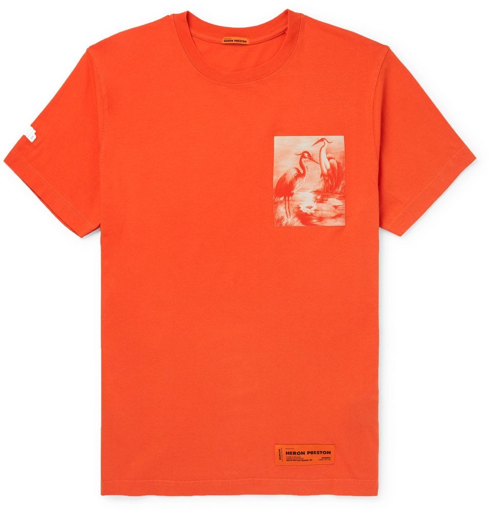 Heron Preston Printed CottonJersey TShirt Orange Heron Preston
