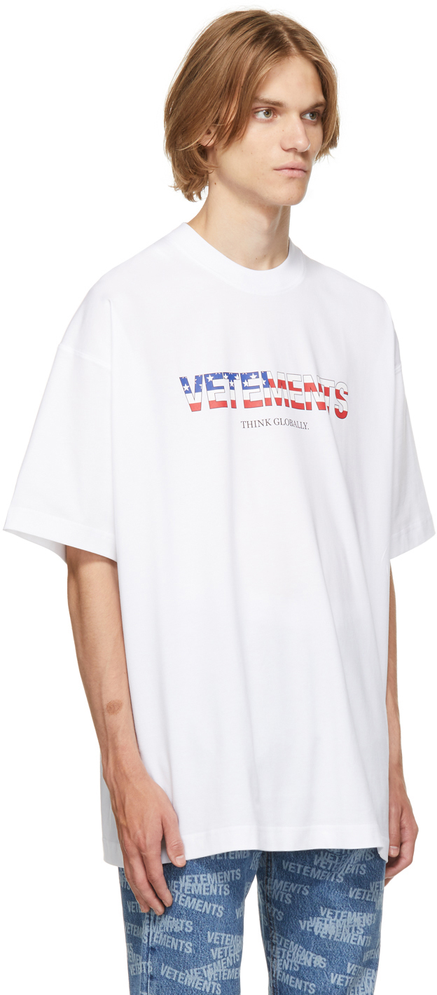 VETEMENTS White Jersey US Logo T-Shirt Vetements