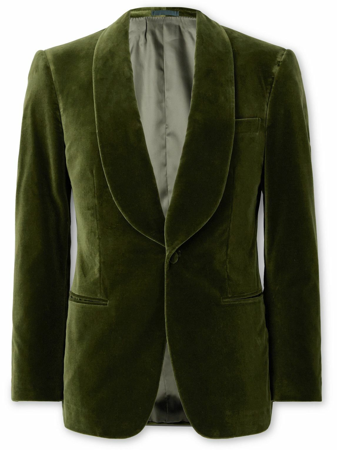 Kingsman - Shawl-Collar Cotton-Blend Velvet Tuxedo Jacket - Green Kingsman