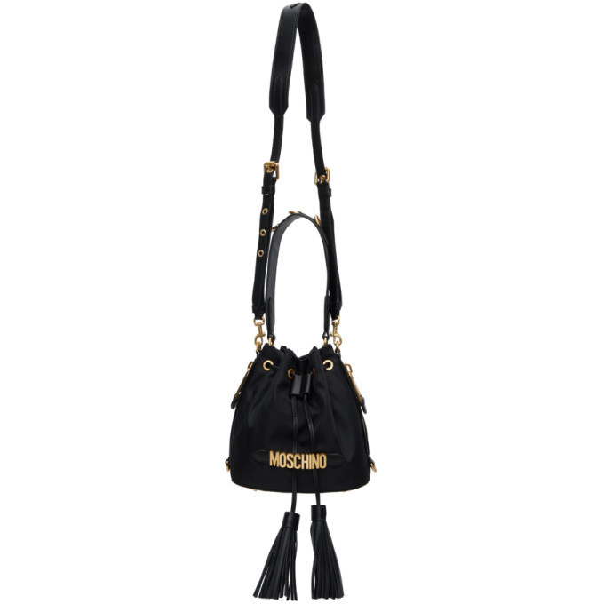 moschino black bucket bag