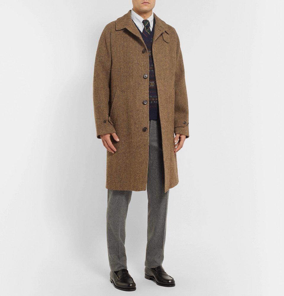 Polo Ralph Lauren - Herringbone Wool Overcoat - Men - Brown Polo Ralph ...