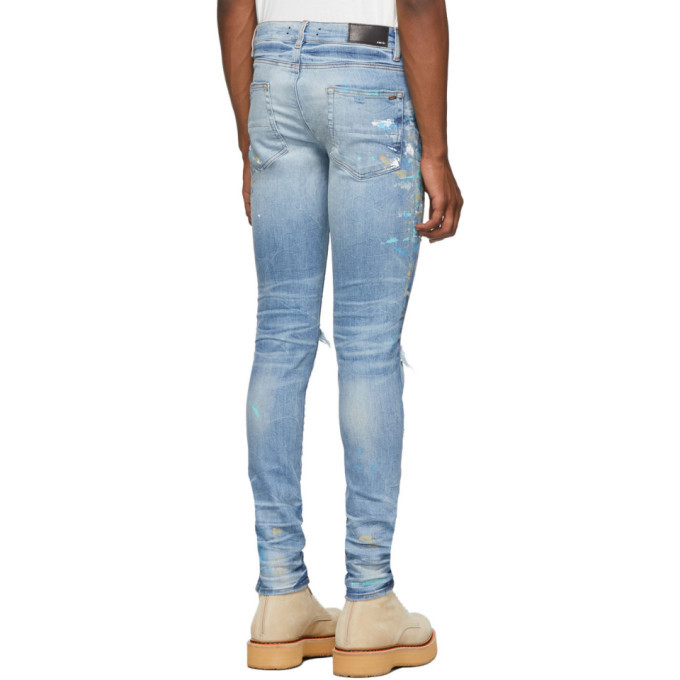 Amiri Indigo Paint Splatter Jeans Amiri