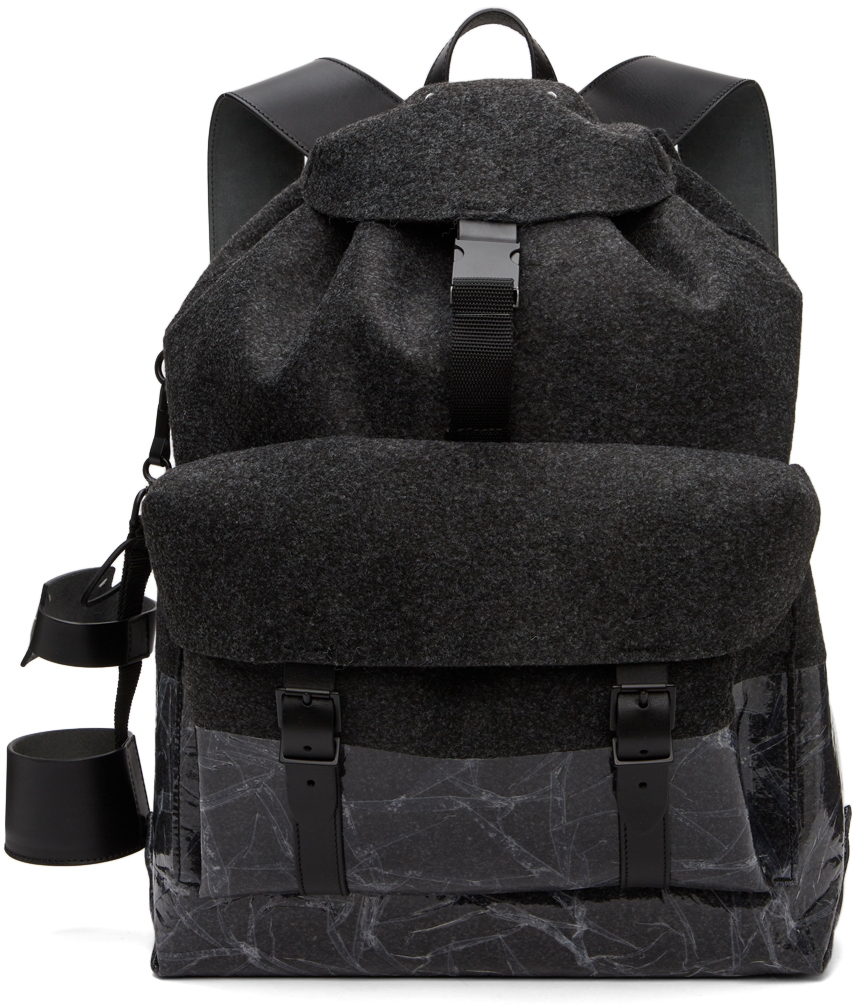 Maison Margiela Black Felt Wet Drawstring Backpack Maison Margiela