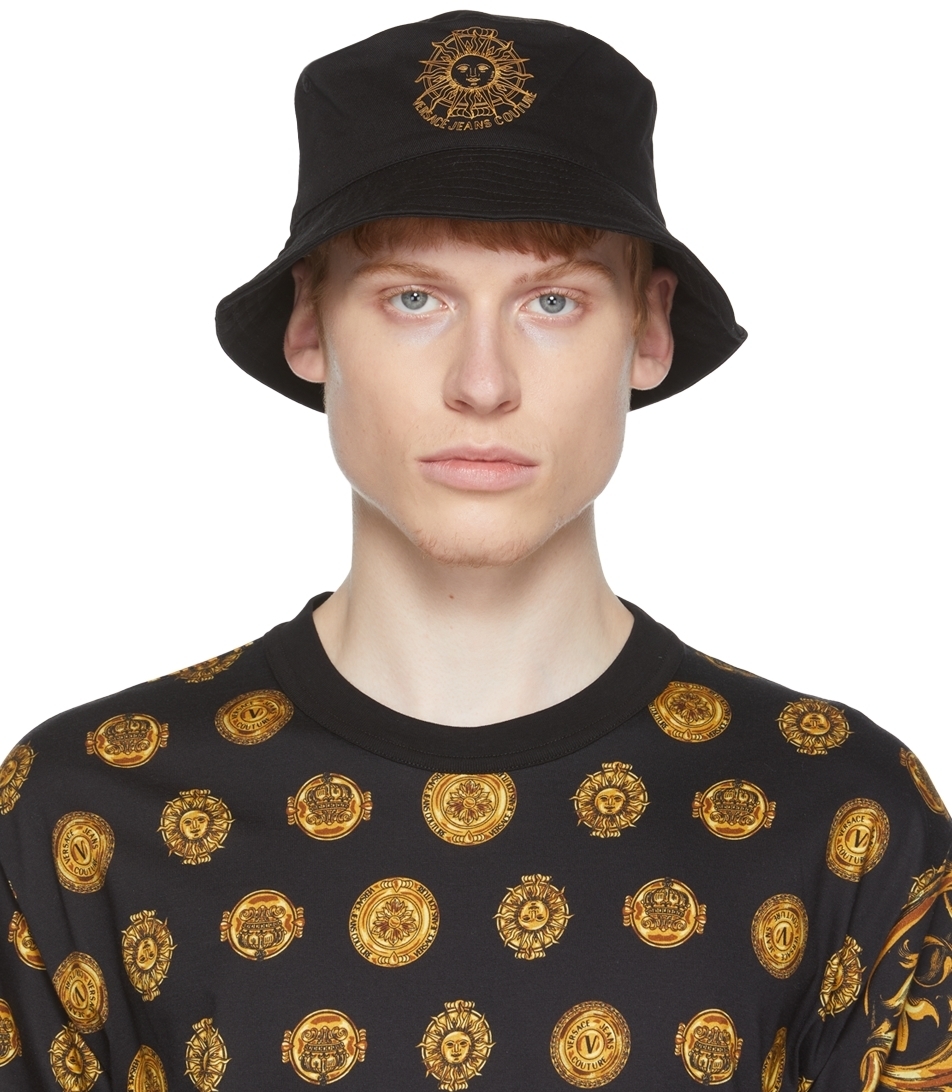 Versace Jeans Couture Black & Gold Garland Sun Bucket Hat Versace