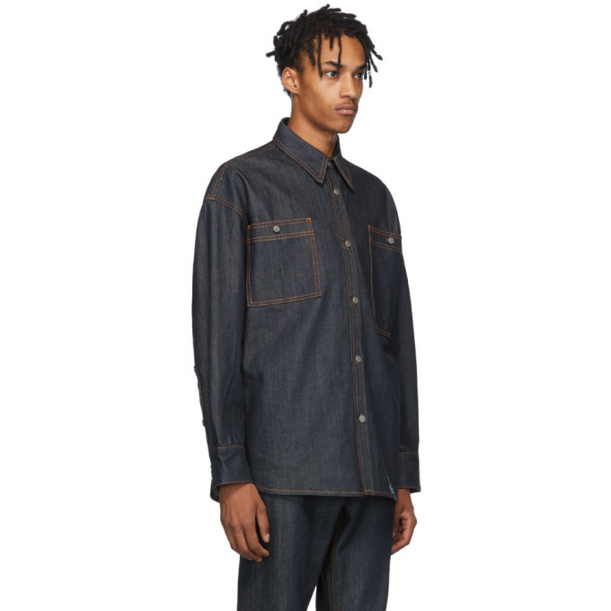 S.R. STUDIO. LA. CA. Indigo Unlimited Denim Oversized Button-Down Shirt ...