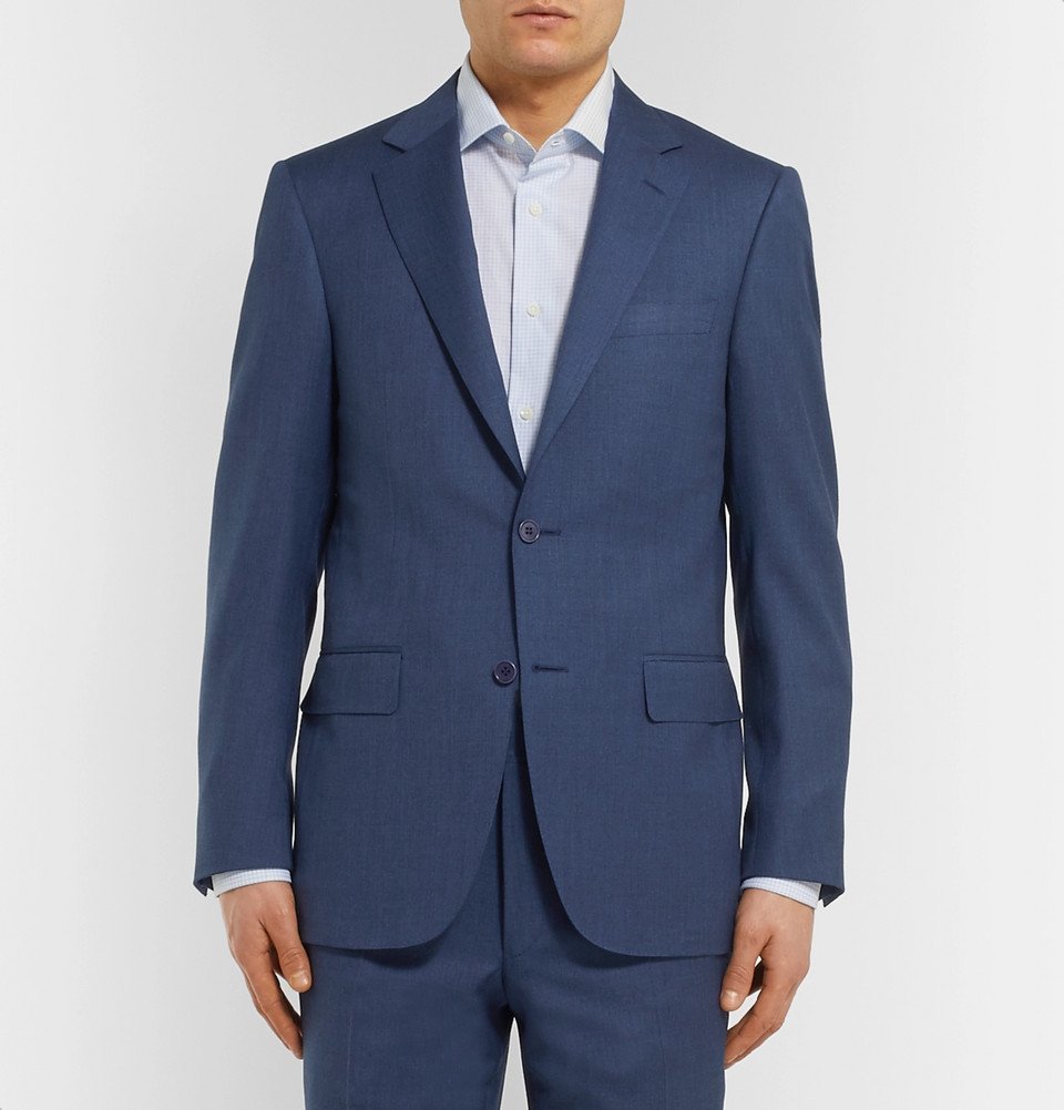 Canali - Navy Slim-Fit Mélange Wool Suit Jacket - Navy Canali