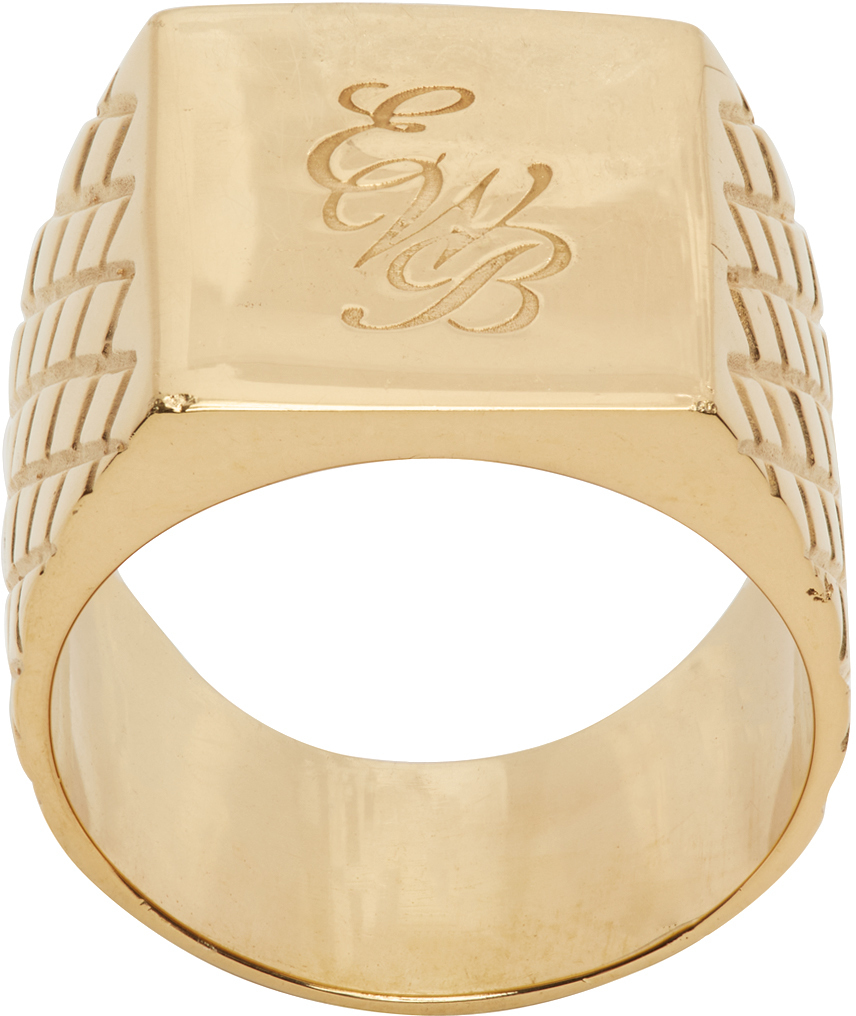 Ernest W. Baker Gold Quilted 'EWB' Ring