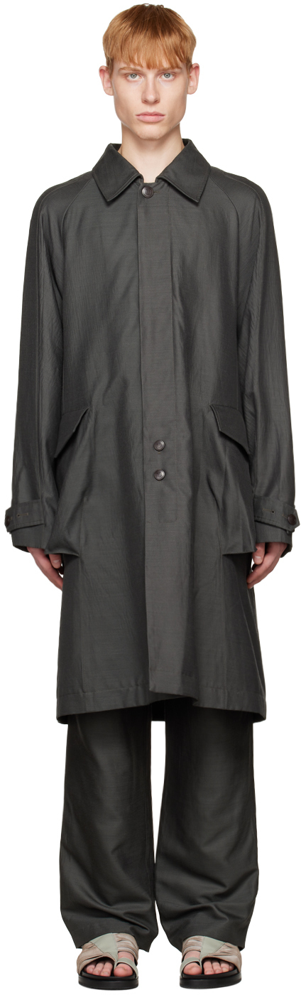 Kiko Kostadinov Sforza Draped Coat Moonlight Stripe/Laurel Green 