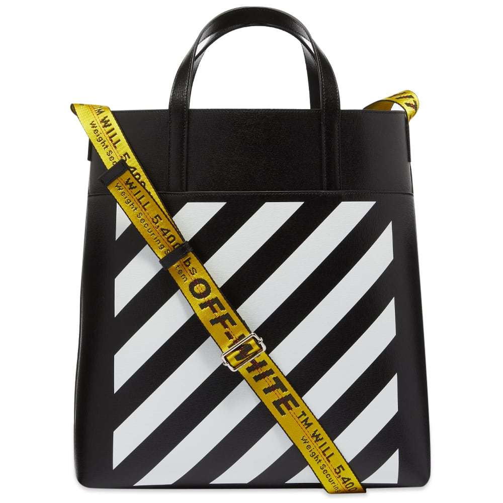 Off-White Binder Diagonal Saffiano Tote Off-White