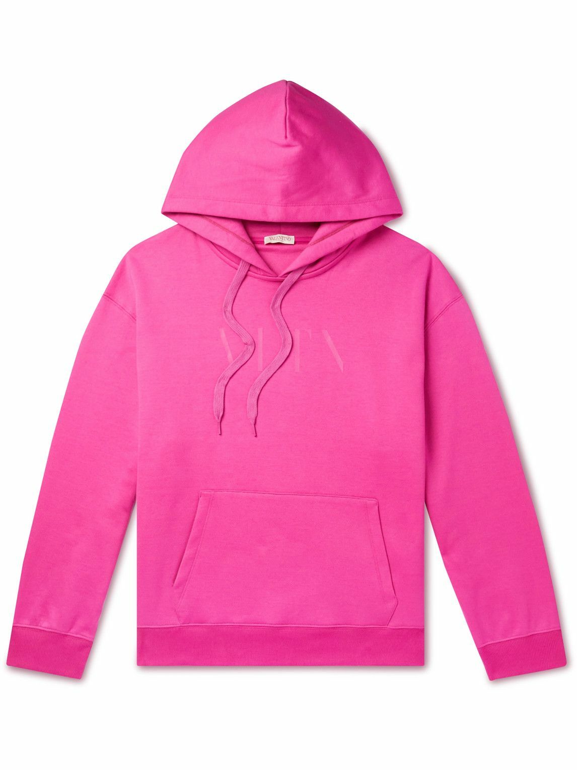 Valentino - Logo-Print Cotton-Blend Jersey Hoodie - Pink Valentino