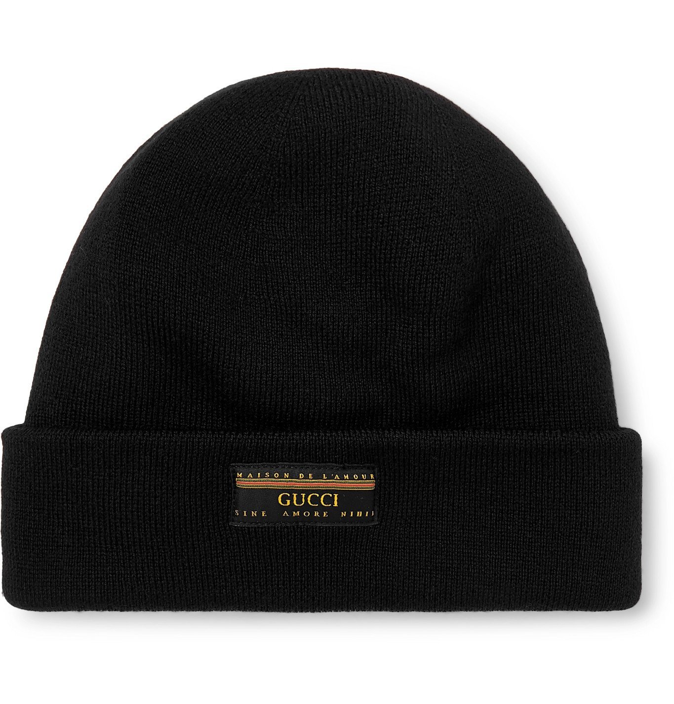 Gucci LogoAppliquéd Wool Beanie Black Gucci