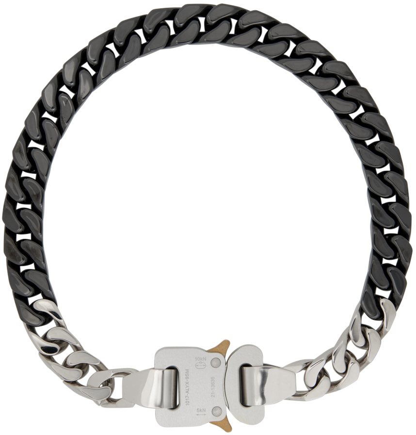 Photo: 1017 ALYX 9SM Gunmetal & Silver Ceramic Buckle Chain Necklace