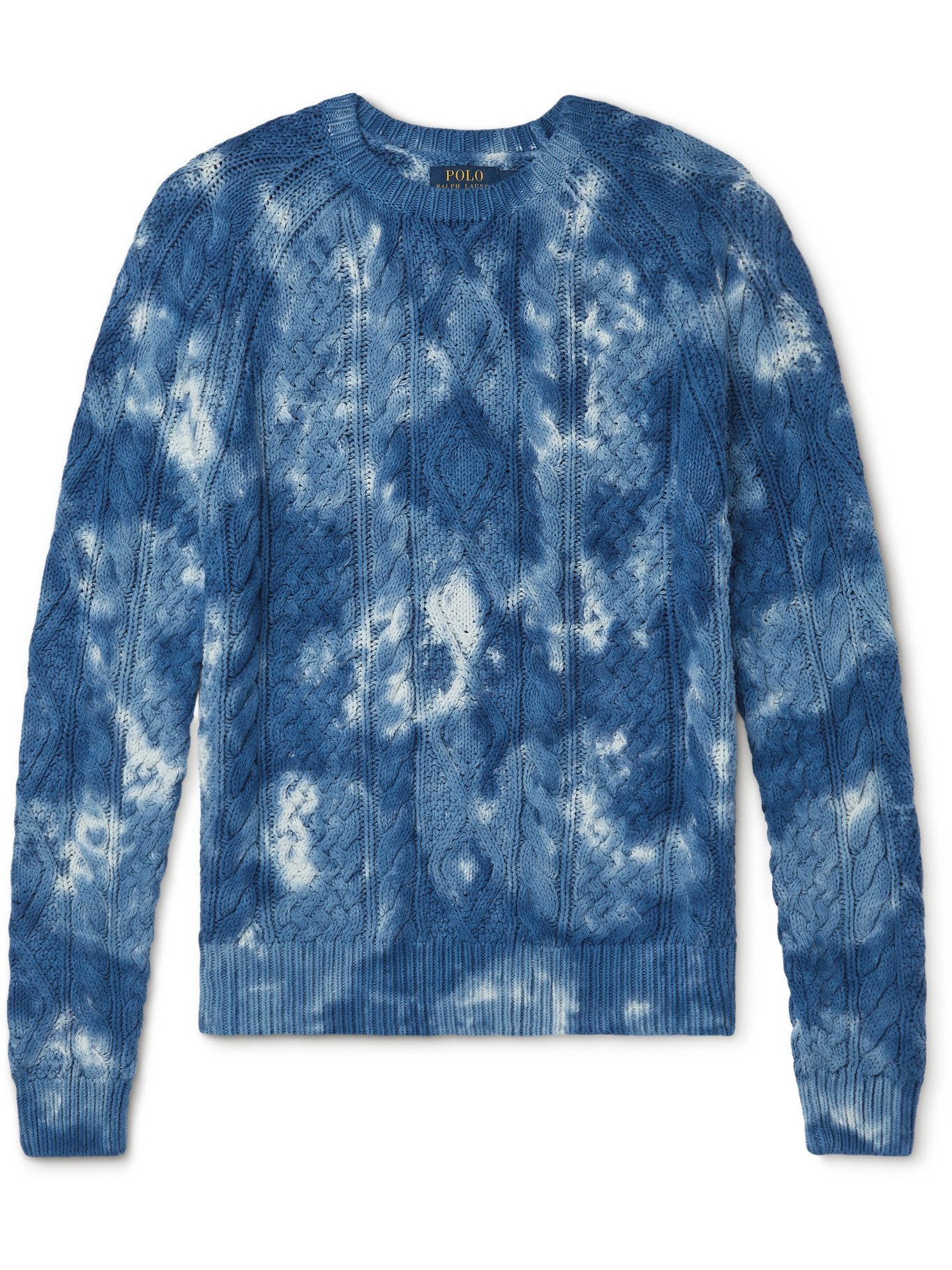 POLO RALPH LAUREN - Tie-Dyed Cable-Knit Cotton Sweater - Blue Polo Ralph  Lauren
