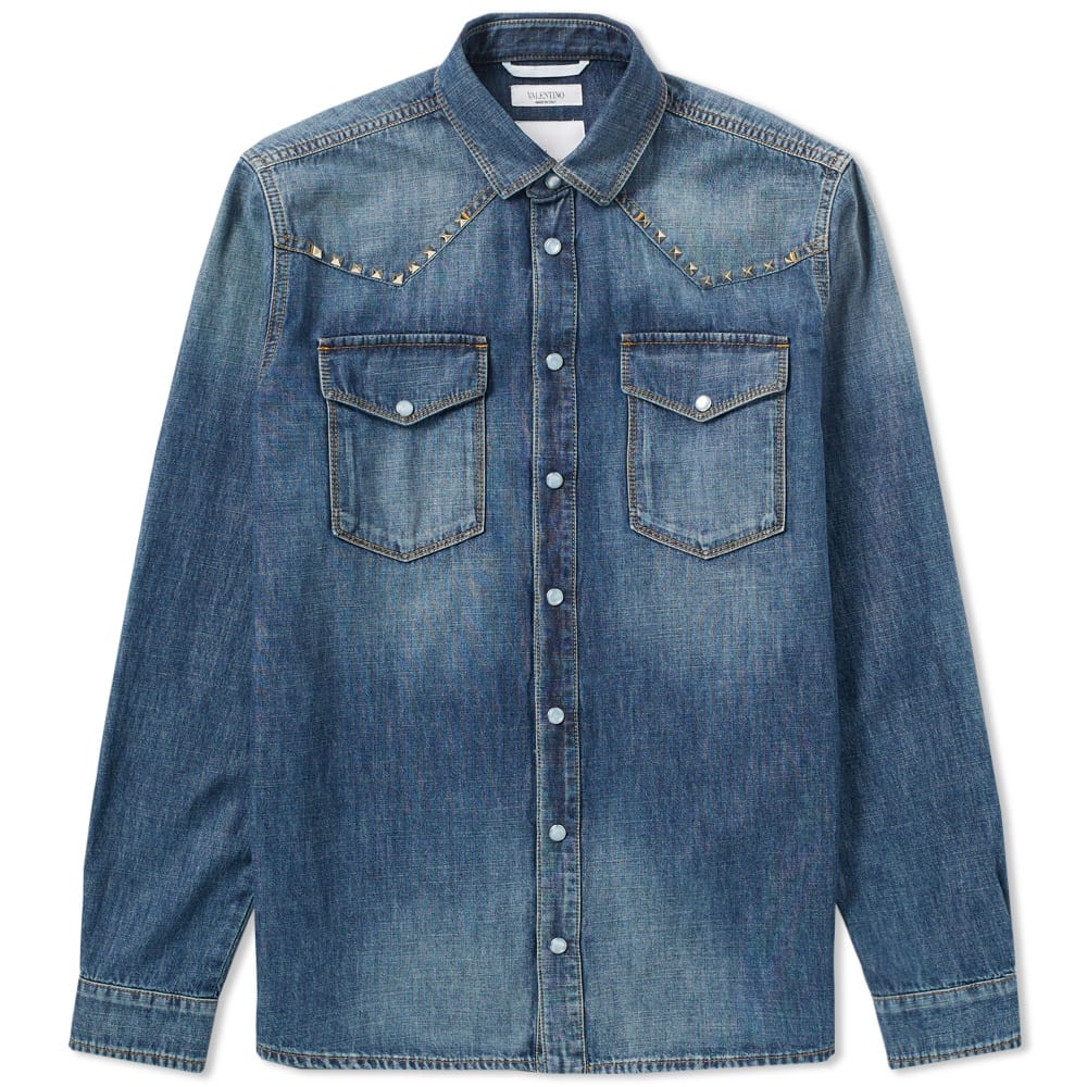 Valentino Rockstud Denim Western Shirt Valentino