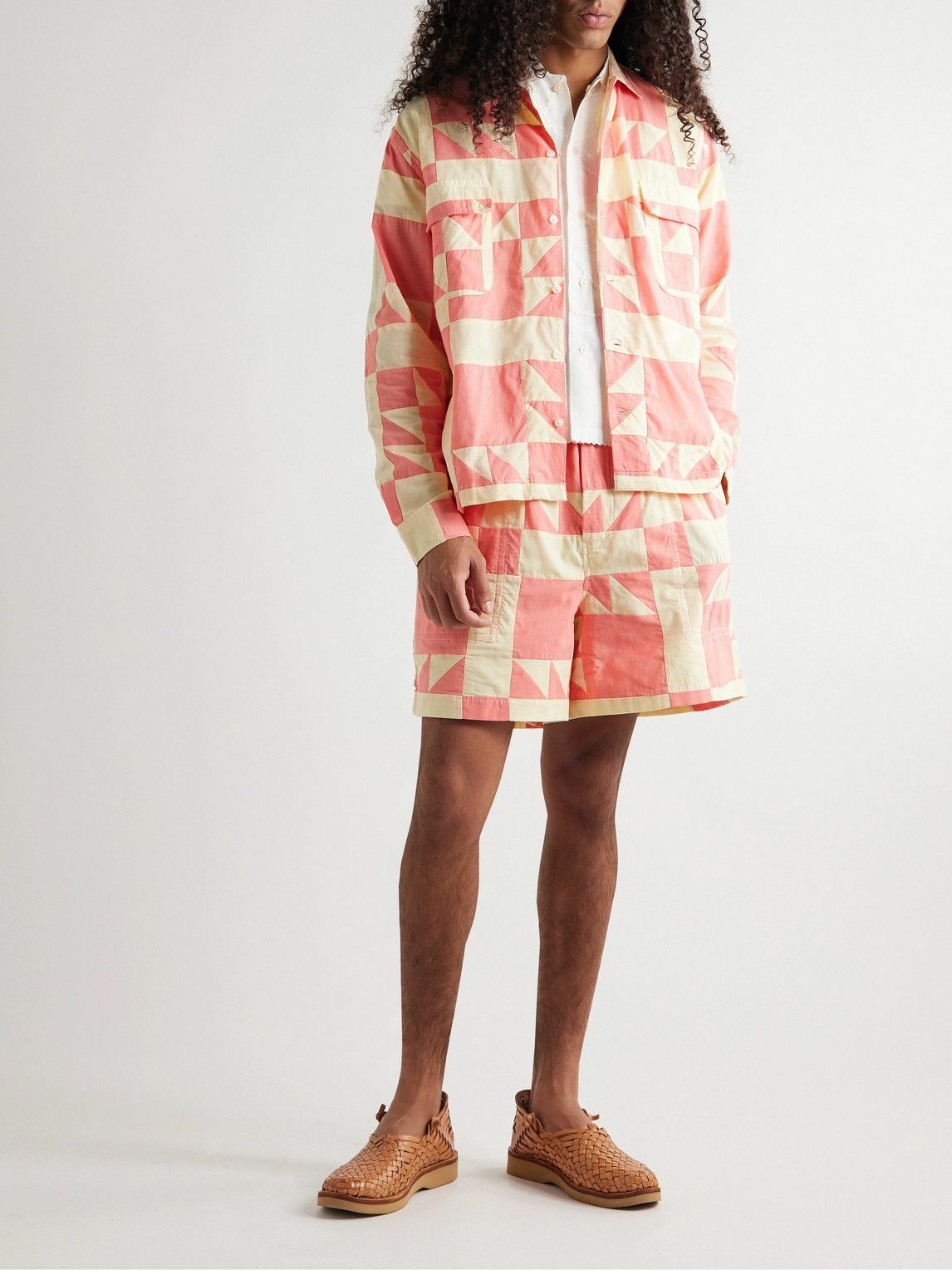 BODE Quilted Cotton Shirt Pink Bode