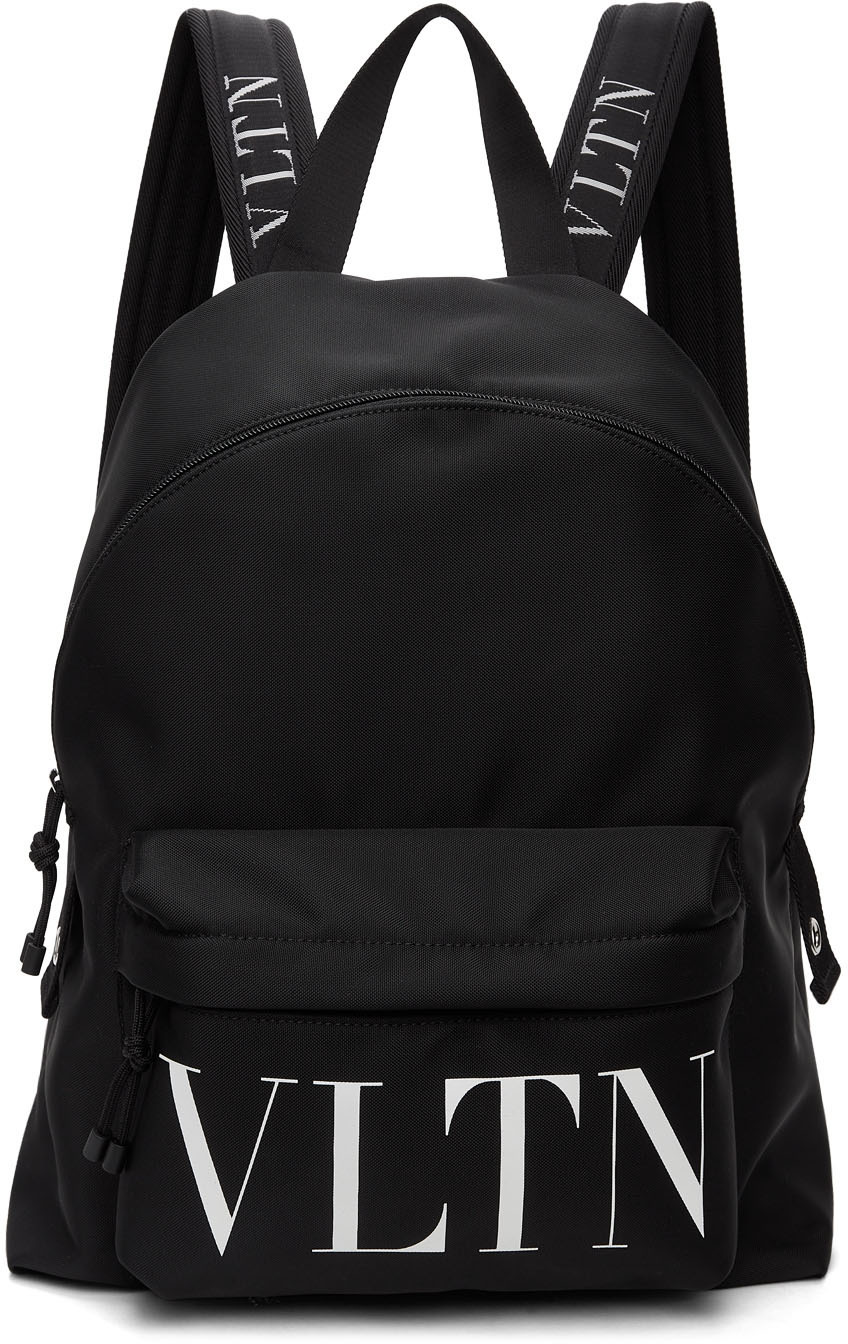 Valentino Garavani Black Nylon VLTN Backpack Valentino Garavani