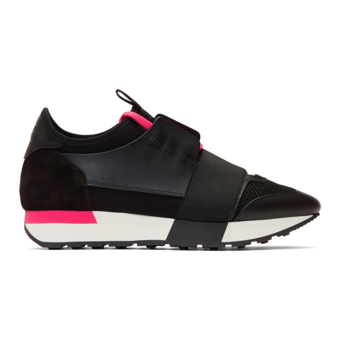 Balenciaga Black and Pink Race Runner Sneakers Balenciaga