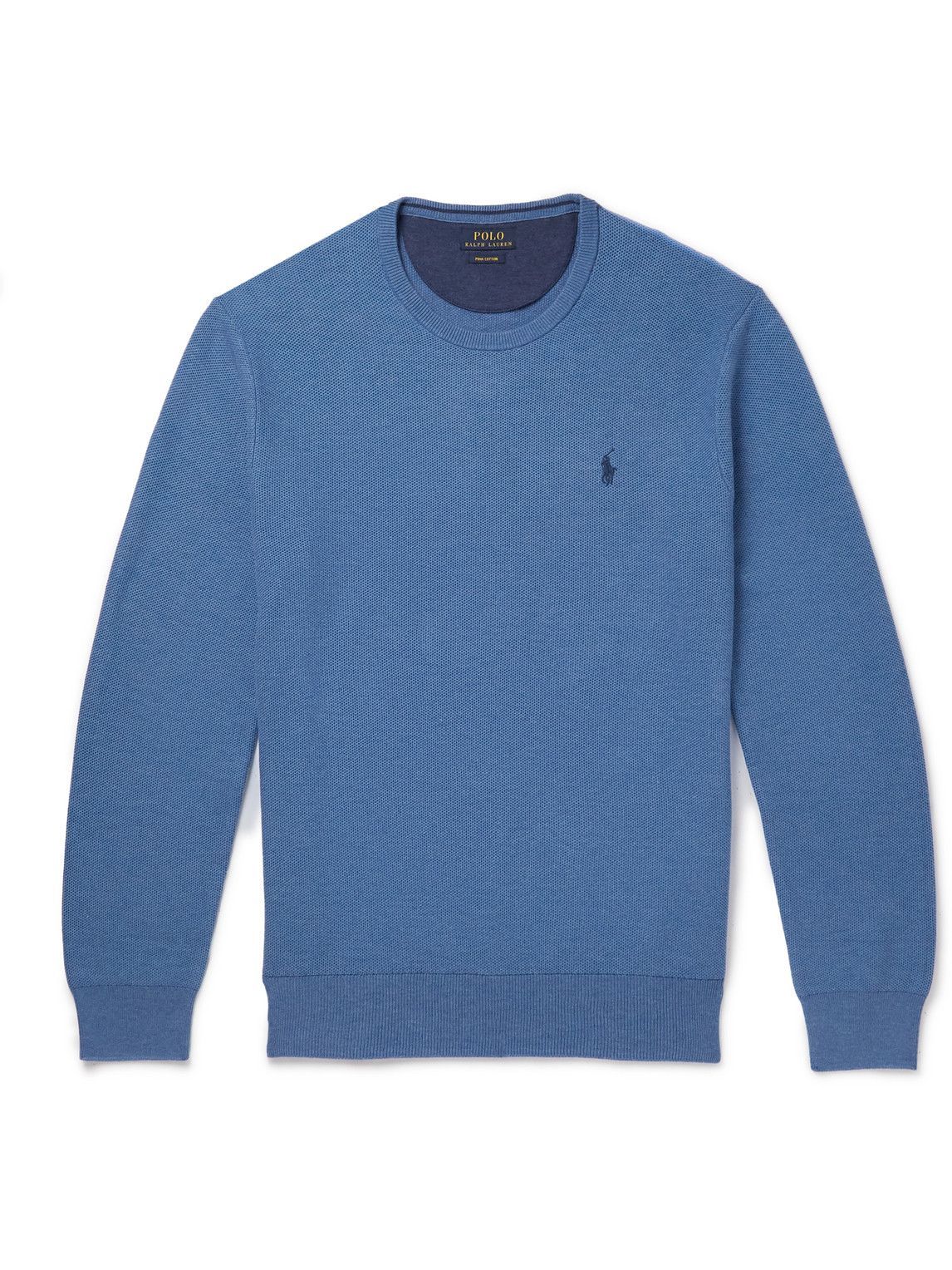 Photo: Polo Ralph Lauren - Honeycomb-Knit Pima Cotton Sweater - Blue