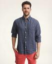 Brooks Brothers Men's Regent Regular-Fit Irish Linen Faded Tartan Shirt | Blue