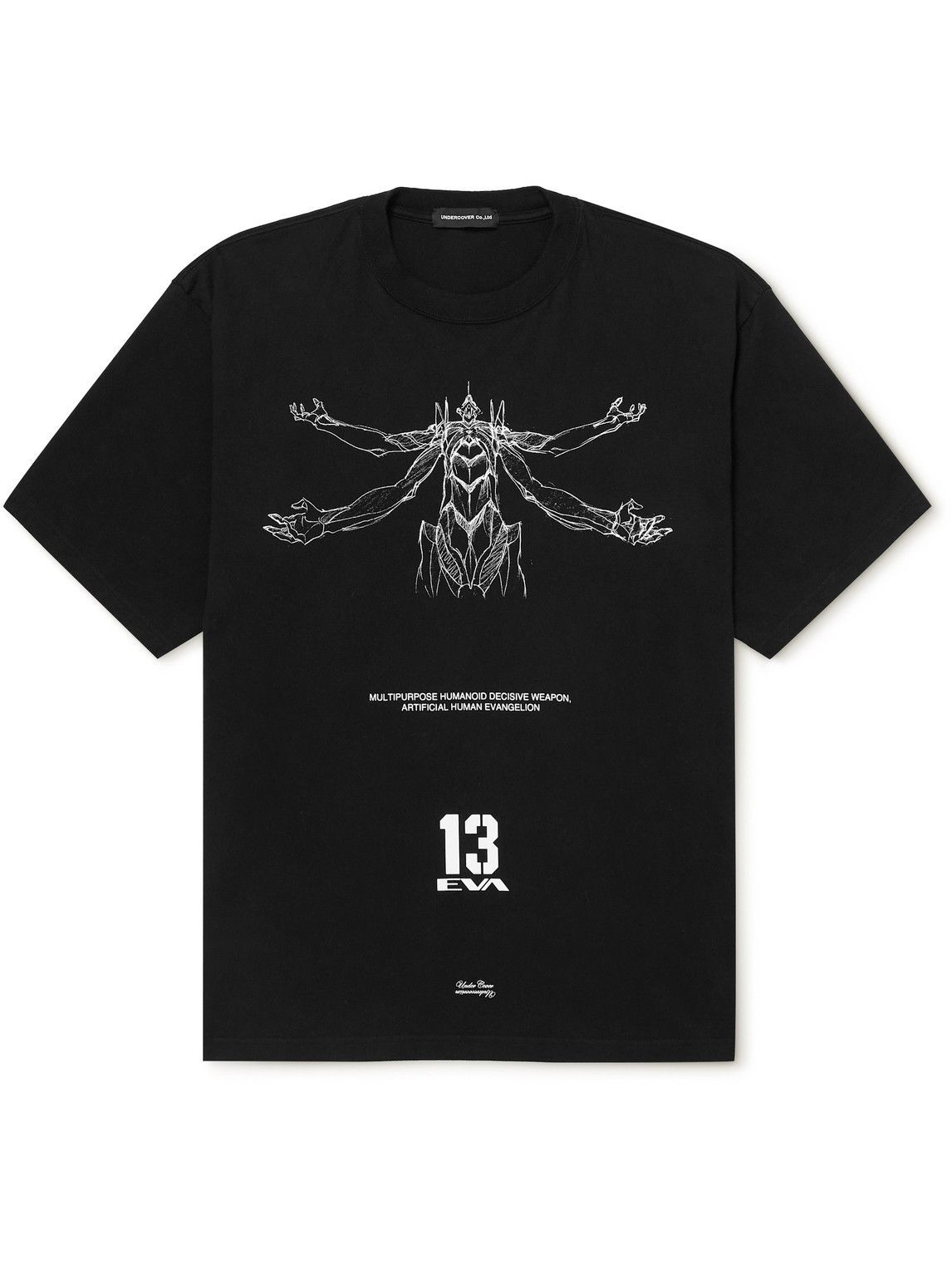 Undercover Neon Genesis Evangelion Printed Cotton Jersey T Shirt Black Undercover 4621