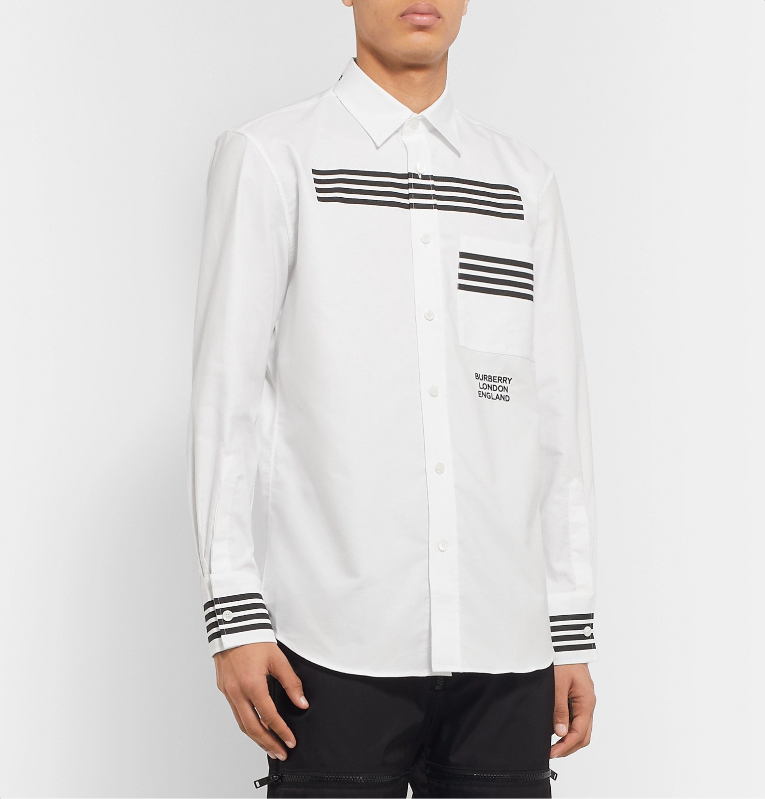 Burberry - Slim-Fit Striped Logo-Embroidered Cotton Oxford Shirt - White  Burberry