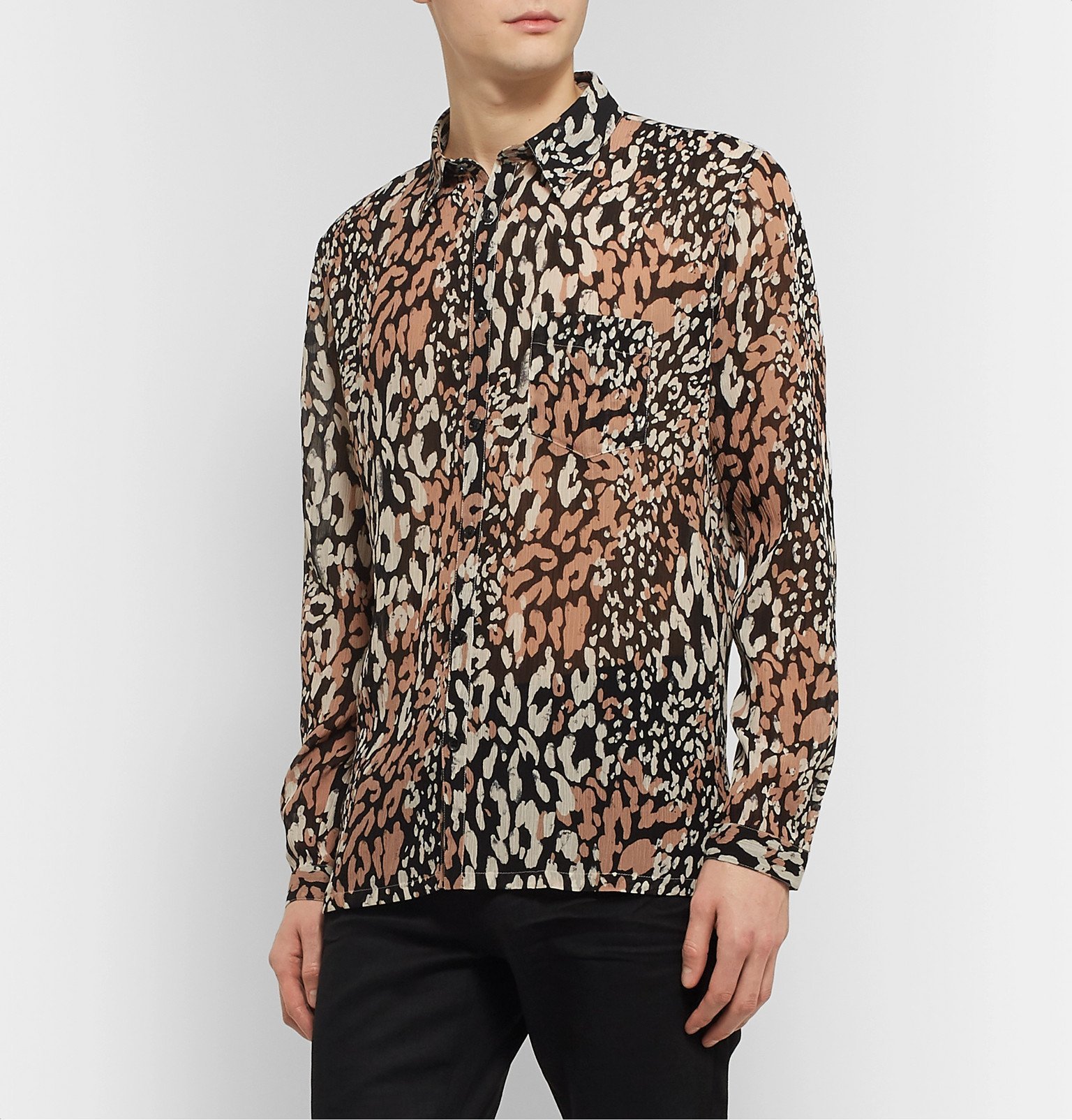 SAINT LAURENT - Leopard-Print Cotton and Silk-Blend Shirt - Multi Saint ...