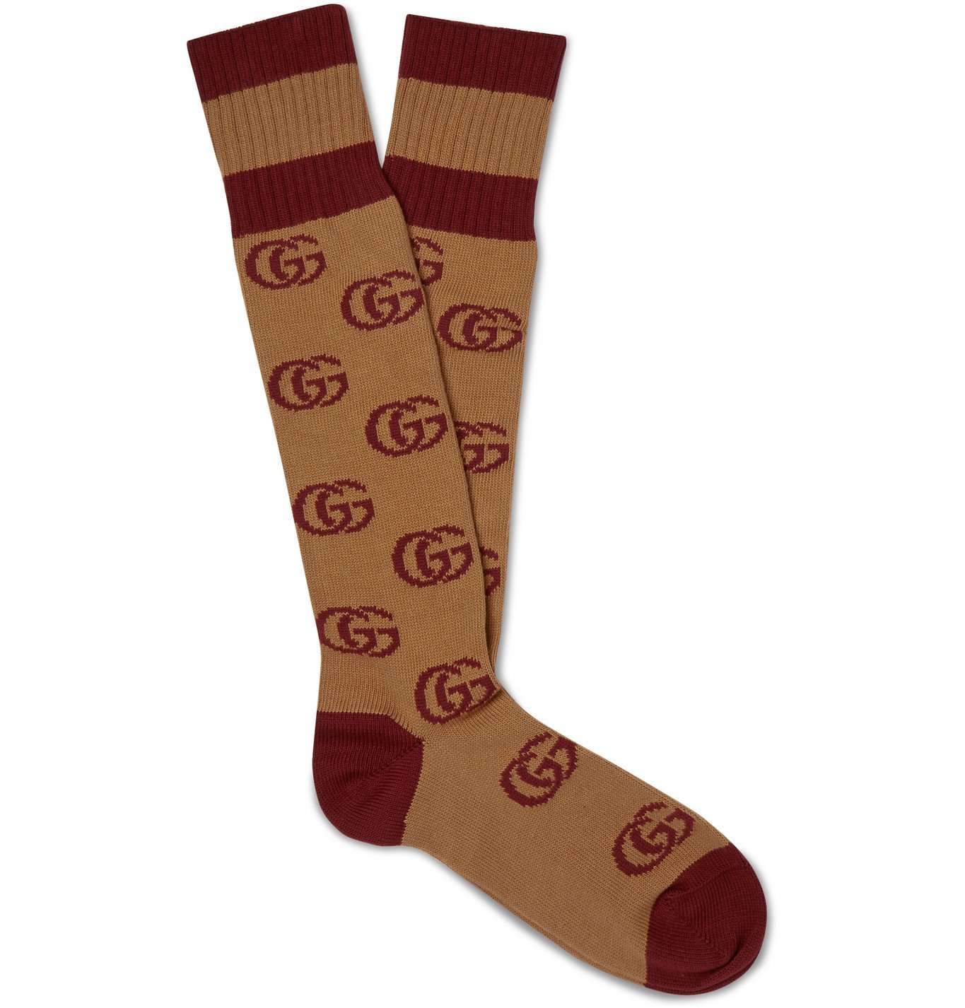 GUCCI LogoJacquard CottonBlend Socks Brown Gucci