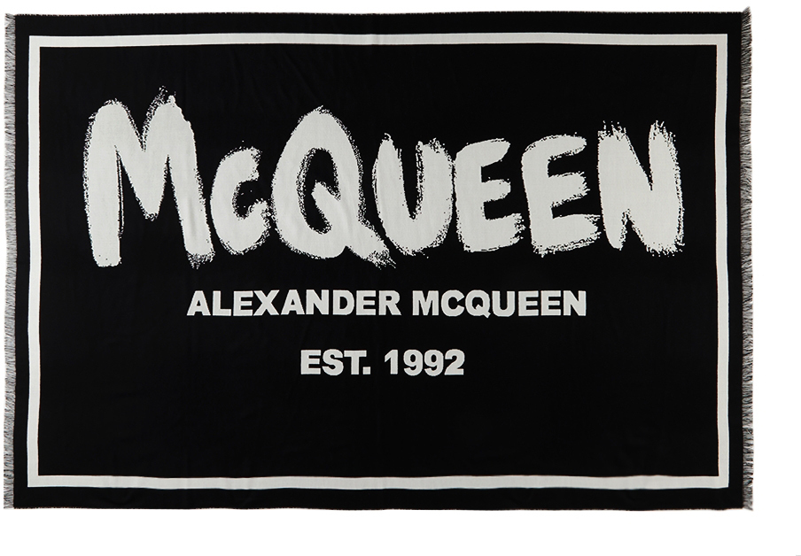 Alexander McQueen Black & OffWhite Graffiti Blanket Alexander McQueen