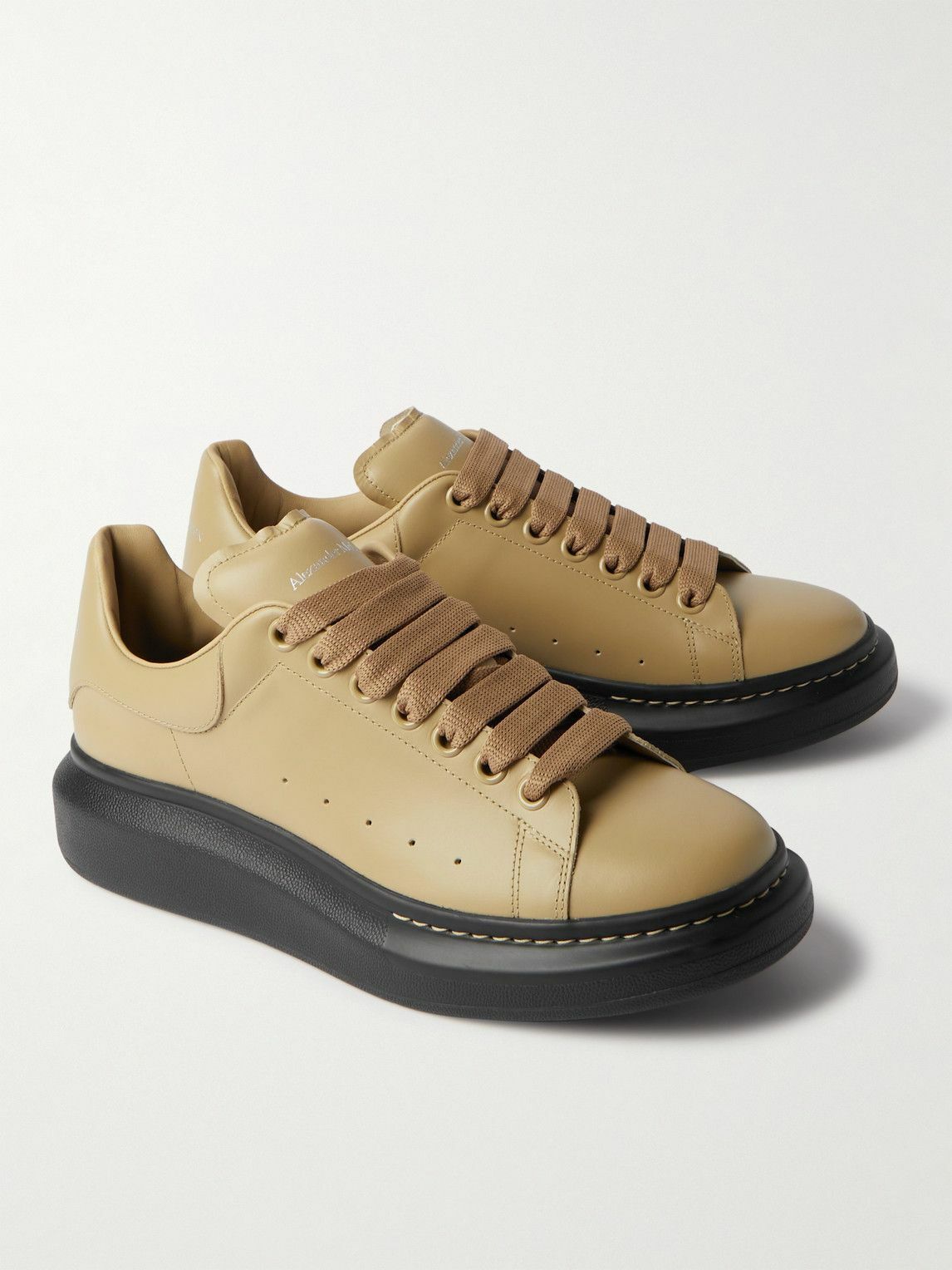 Alexander McQueen ExaggeratedSole Leather Sneakers Brown Alexander McQueen