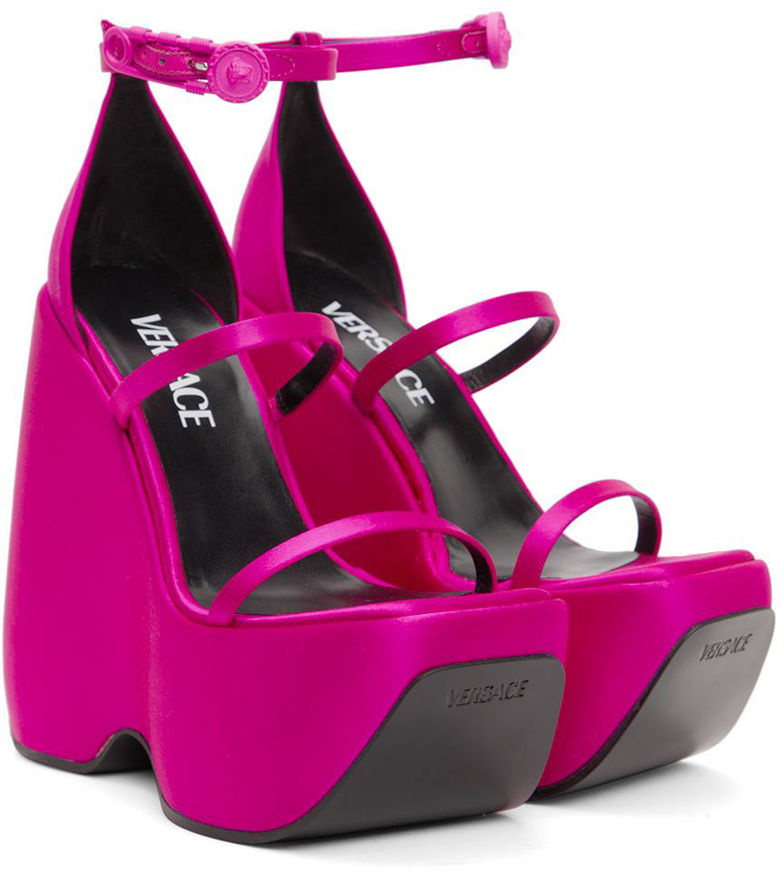 Versace Pink Triplatform Heeled Sandals Versace