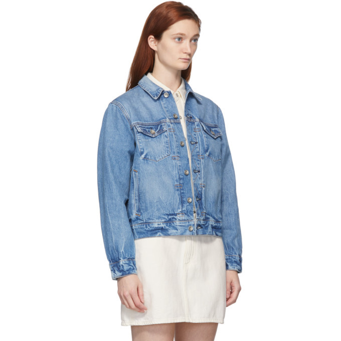 rag and bone Blue Shrunken Trucker 