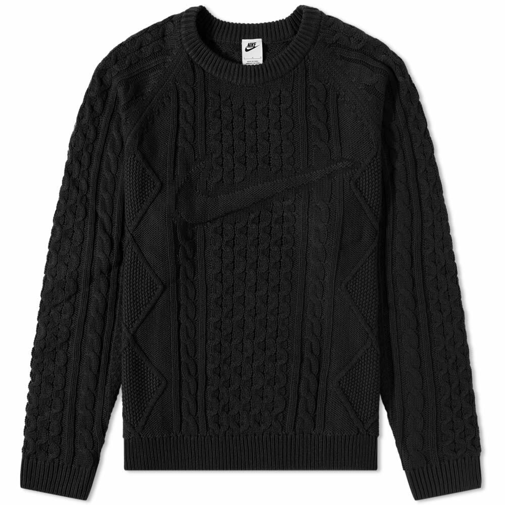 Nike Men's Life Cable Knit Sweater in Black Nike