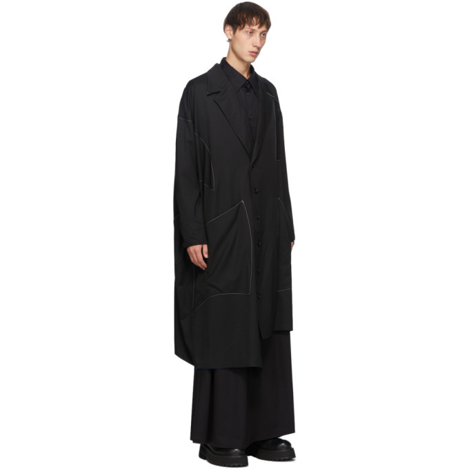 Sulvam Black Wool Gabardine Overcoat Sulvam