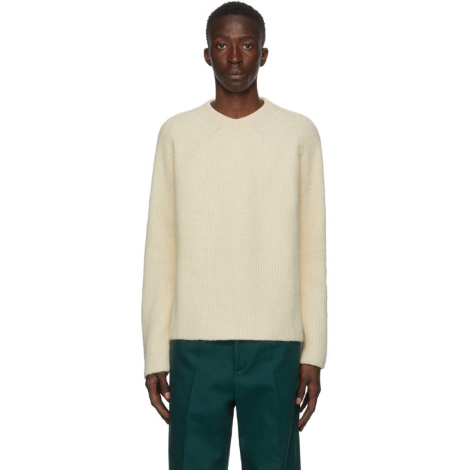 Jil Sander Off-White Silk and Wool V-Neck Sweater Jil Sander