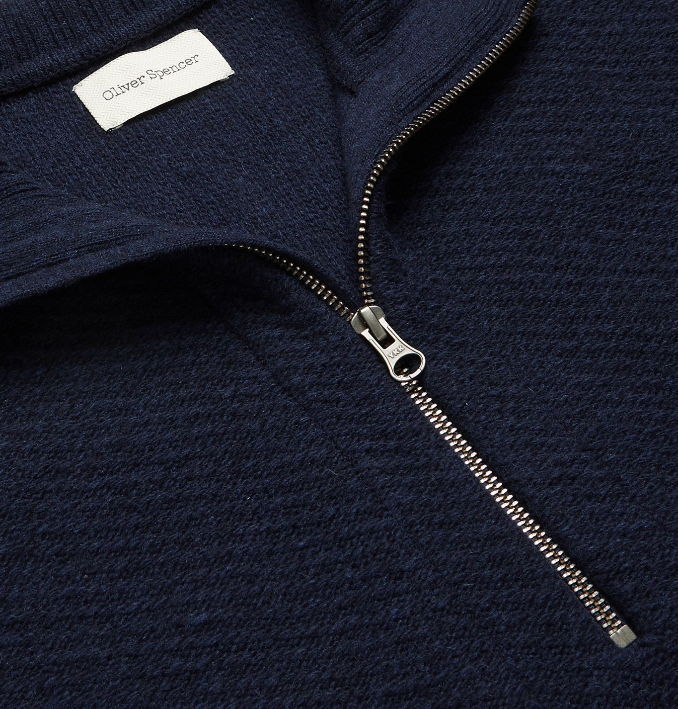 OLIVER SPENCER - Carew Ribbed Wool Half-Zip Sweater - Blue